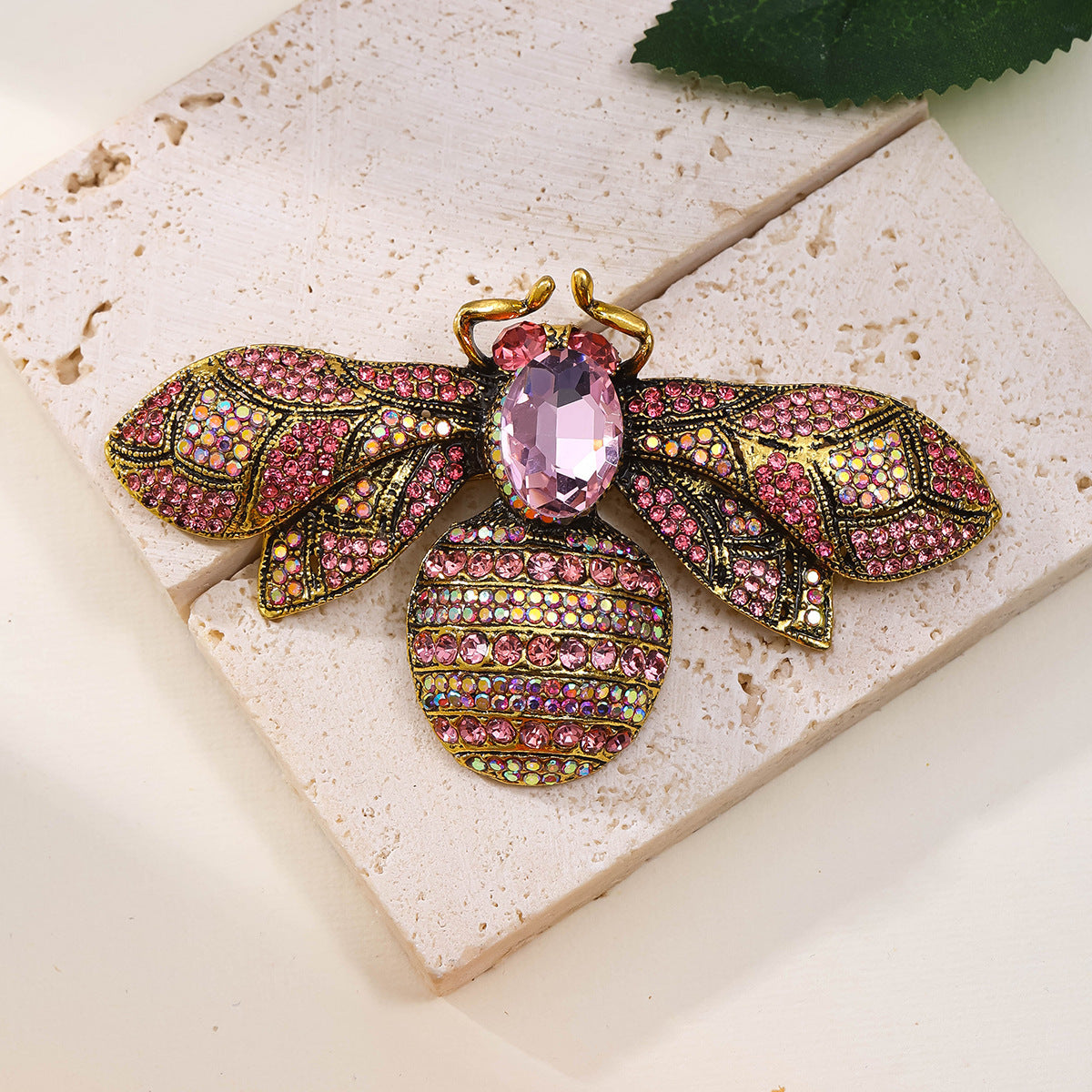 Broche de abeja de cristal con joyas de estilo antiguo para hombres y mujeres, estilo retro de dopamina