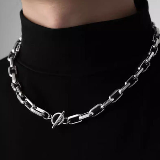 Collar cubano de plata pura para hombre High Street Splicing