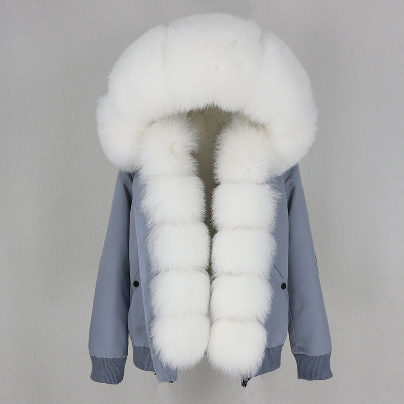 New Parka Thick Raccoon Fur Liner Detachable Jacket