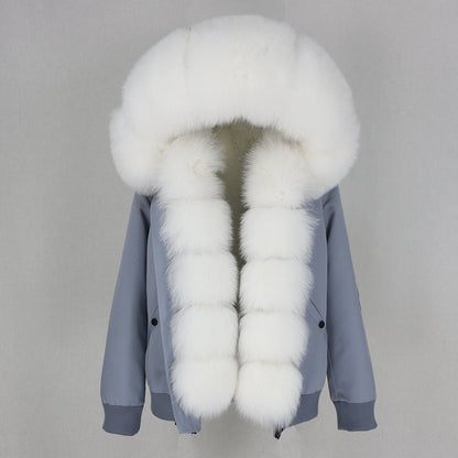 New Parka Thick Raccoon Fur Liner Detachable Jacket