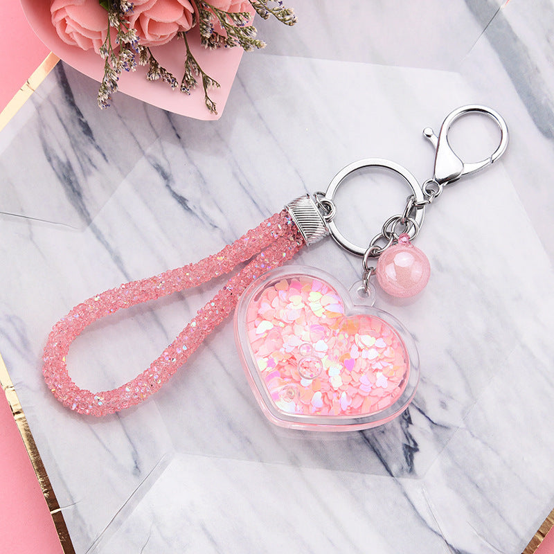 Acrylic Oil-filled Creative Heart Keychain Pendant