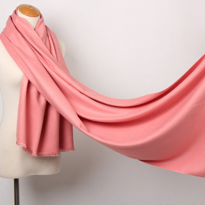 Solid Color Brushed Shawl Tassel Plus Size Thickening Annual Meeting Scarf