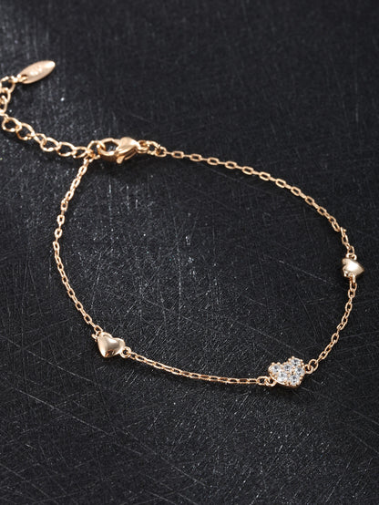 Pulsera de oro de 18 quilates con forma de corazón y diamantes para mujer