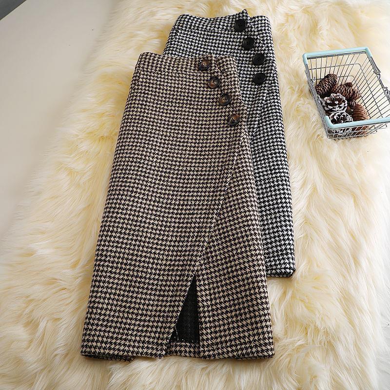 Women's Design Houndstooth Midi Skirt