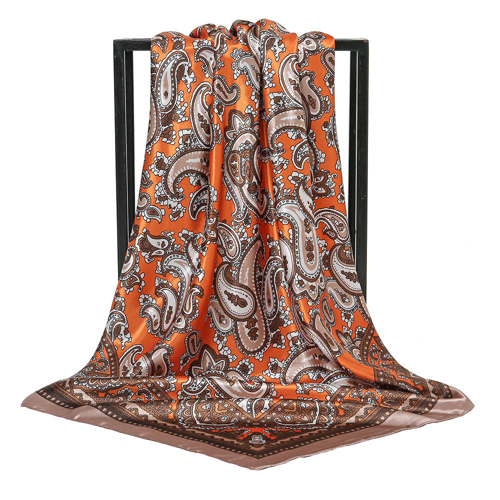 Paisley Printed 90 Square Scarf Retro Fashion Shawl