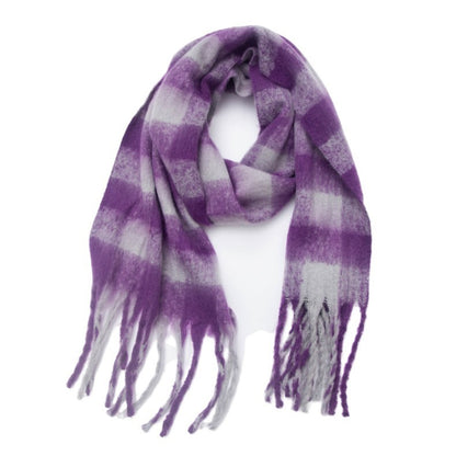 Black Rice Plaid Thick Tassel Scarf For Women Thickened Bib Shawl