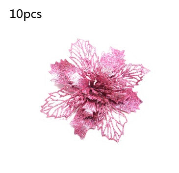 Glitter Artifical Christmas Flowers Christmas Tree Decorations For Home Fake Flowers Xmas Ornaments New Year Decor