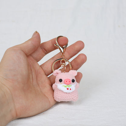 Apron Pig Ornaments Baoma Handmade Knitted Pendant Keychain