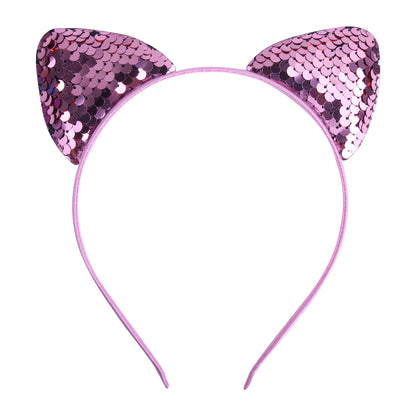 Quicksand Children's Cartoon Sweet Headband Hairpin Flip Scale Sequined Cat Ears Accessory