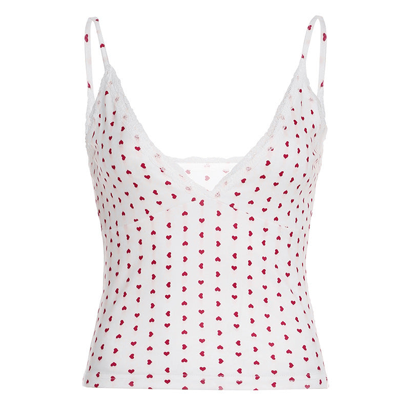 INS Pure Desire Wind Love Polka Dot Lace Top With Narrow Straps