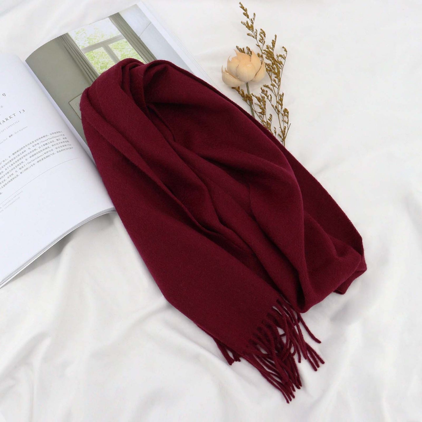 Solid Color High-grade Versatile Winter Thickened Wool Scarf For Women