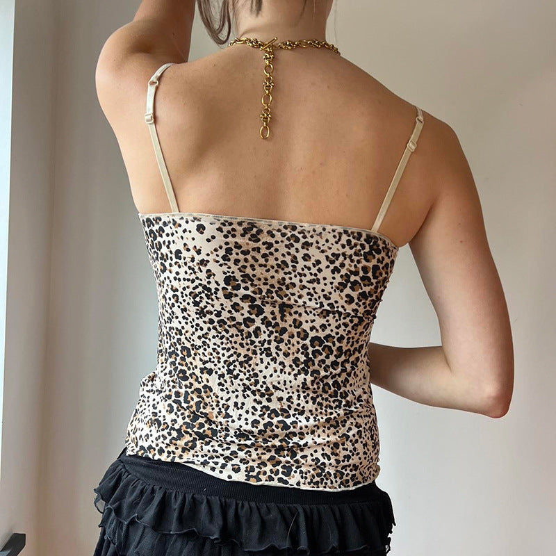 Bandolera básica con estampado de leopardo para chica sexy de estilo europeo y americano