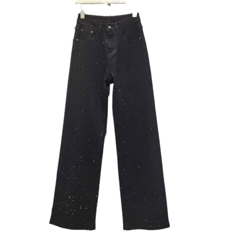 Autumn New Slimming And Straight Casual Rhinestone Jeans