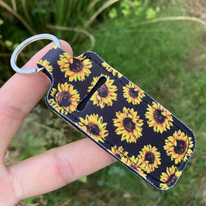 Conjunto de lápiz labial para mujer con estampado de leopardo y estampado de serpiente y girasoles, llavero, bolsa de perfume creativa