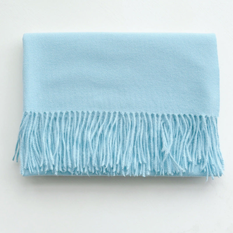 Simple Solid Color Tassel Shawl Autumn And Winter Warm Artificial Cashmere Scarf