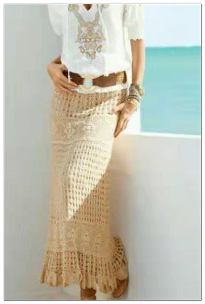 Handmade Hook Lace Cutout Long Fishtail Skirt