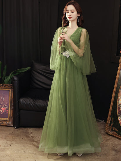 Green Wedding Dress Guzheng Art Examination Solo