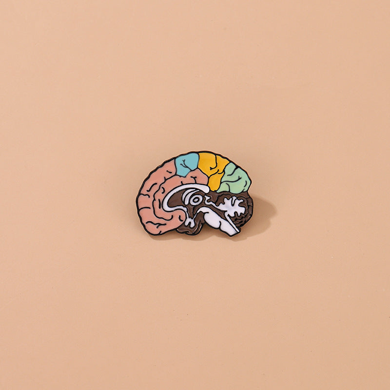 Color Brain Modeling Cartoon Ornament Alloy Dripping Badge