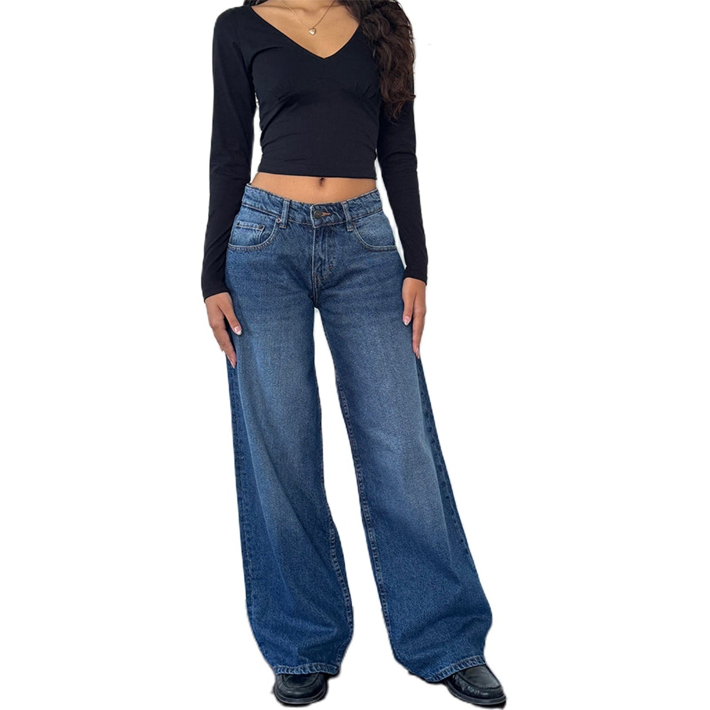 Street Wide Leg Denim Women's Pants