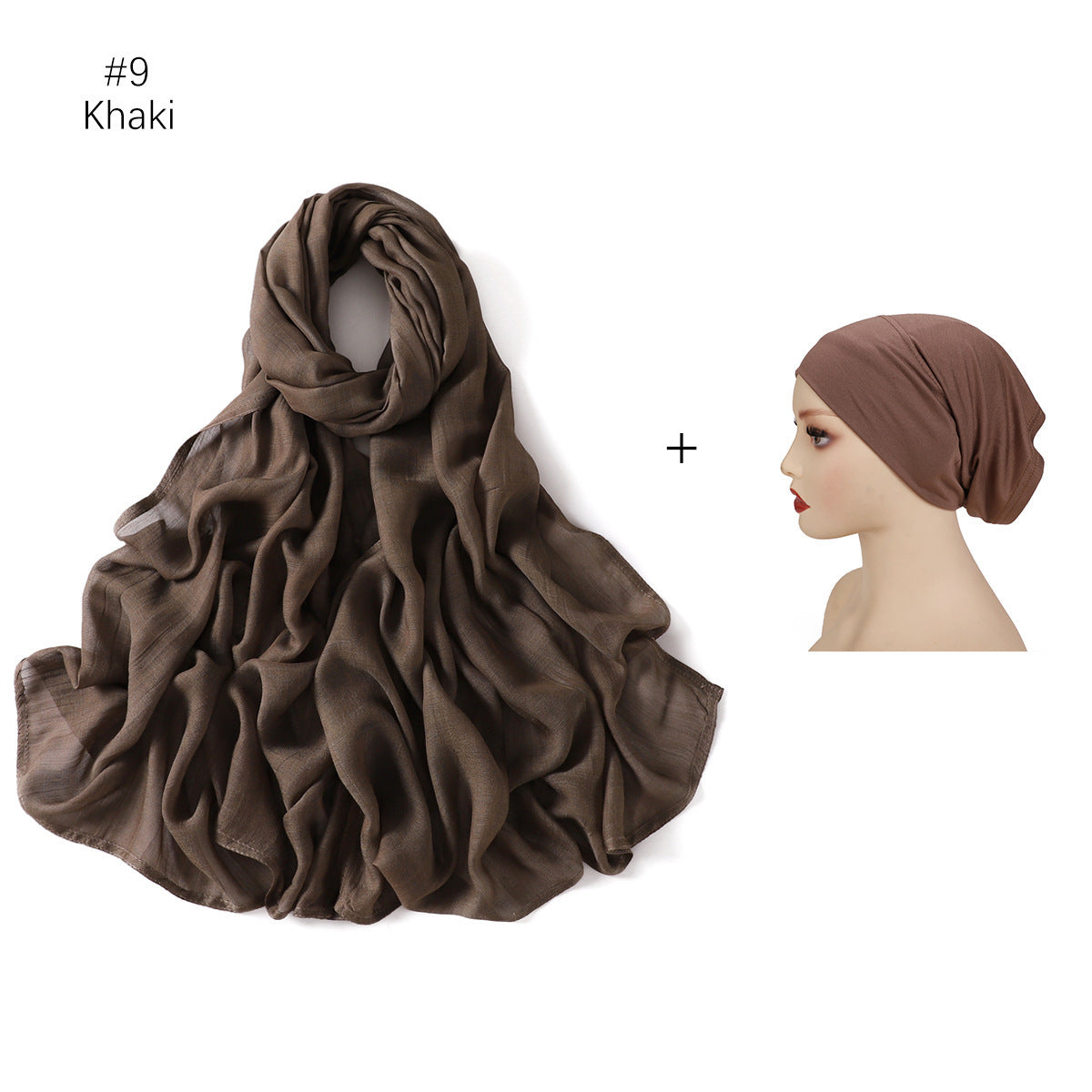 Large Size Scarf Bottoming Hood Same Color Wide Edge Smoke Pipe Cap Combination Set