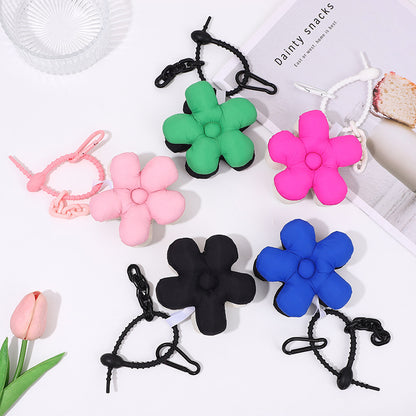 Ins Women's Cute Flowers Double-sided Color Matching Fabric Flower Bends And Hitches Keychain