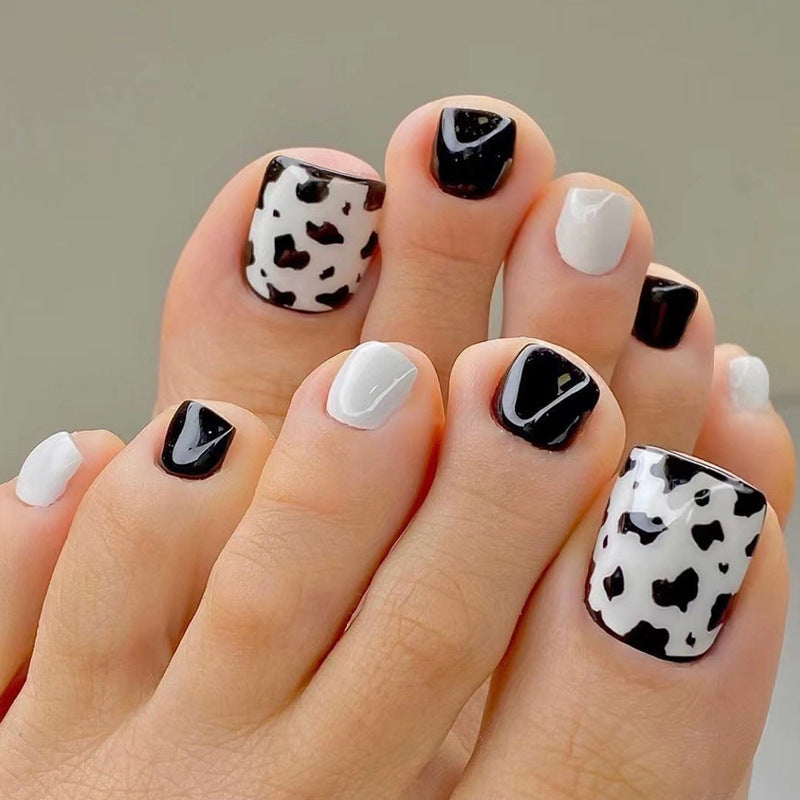 Wearing Blue Black And White Lines For Nail Art