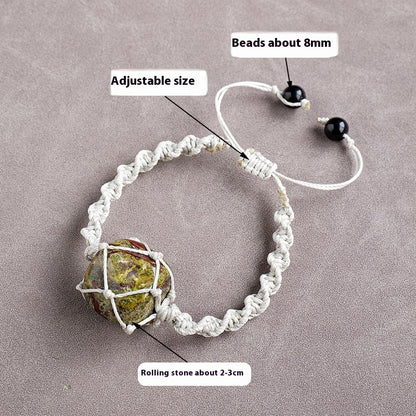 Natural Crystal Rolling Stone Mesh Bracelet