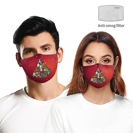 Christmas Tree Digital Printing Double Layer Dustproof Mask