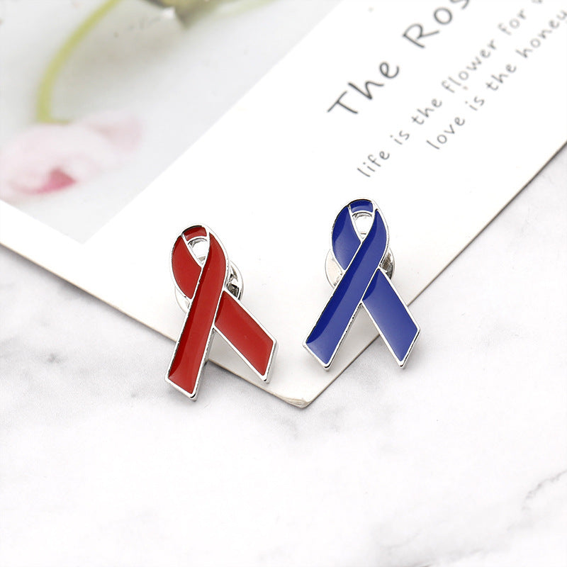 Red And Blue Ribbon Badge Brooch