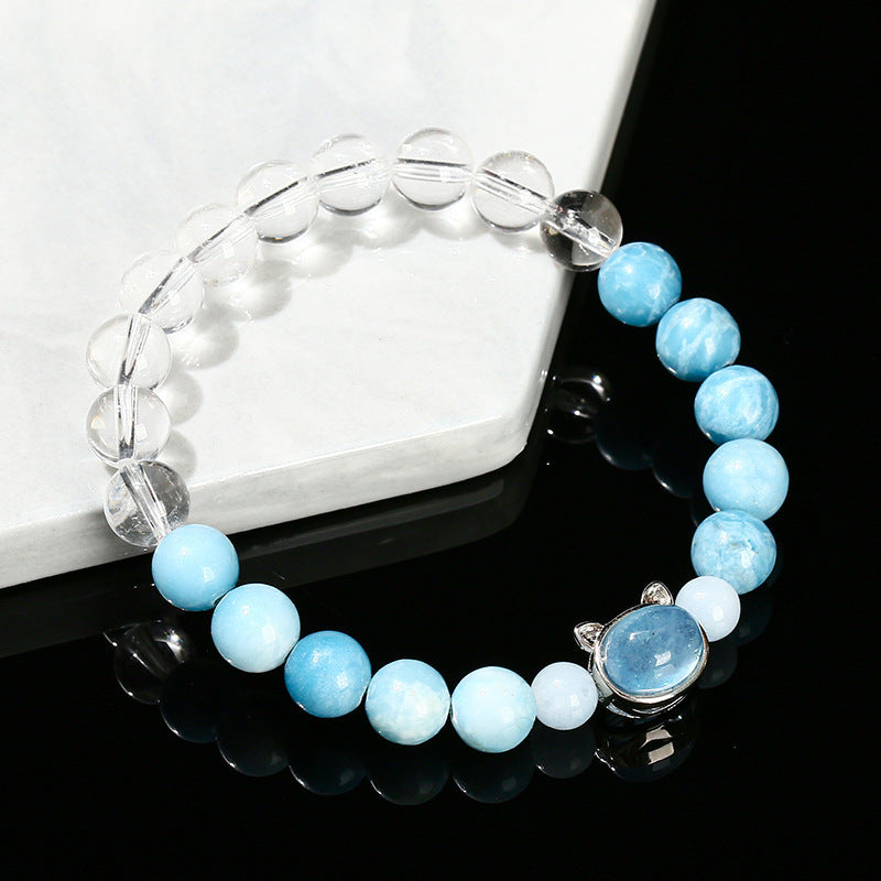 7A Natural White Crystal Sea-pattern Stone Bracelet