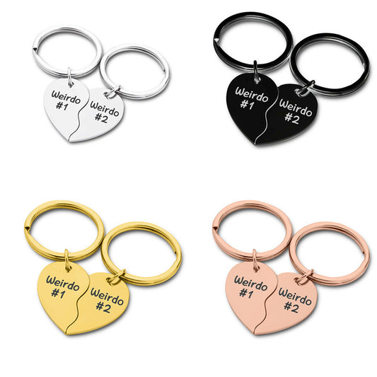 Love Stainless Steel Lettering Keychain Pendant Friend Couple