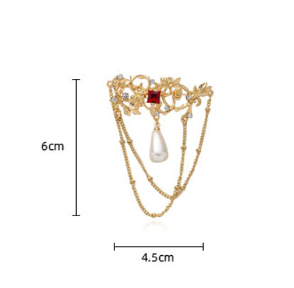 Special-interest Design Chain Tassel Pin Water Drop Pearl Accessories