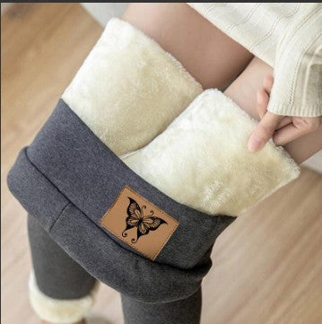 Women's Winter Outerwear Lambswool Cotton Slim Fitted Waist High Waist Warm-keeping Pants