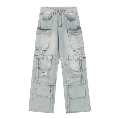 Fashion Personality American Workwear Denim Trousers