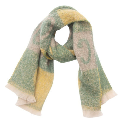 Men's And Women's Short Beard Jacquard Letter Scarf