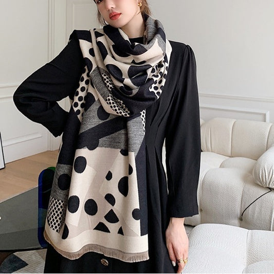 Casual Polka Dot Artificial Cashmere Warm Printing Long Scarf Shawl