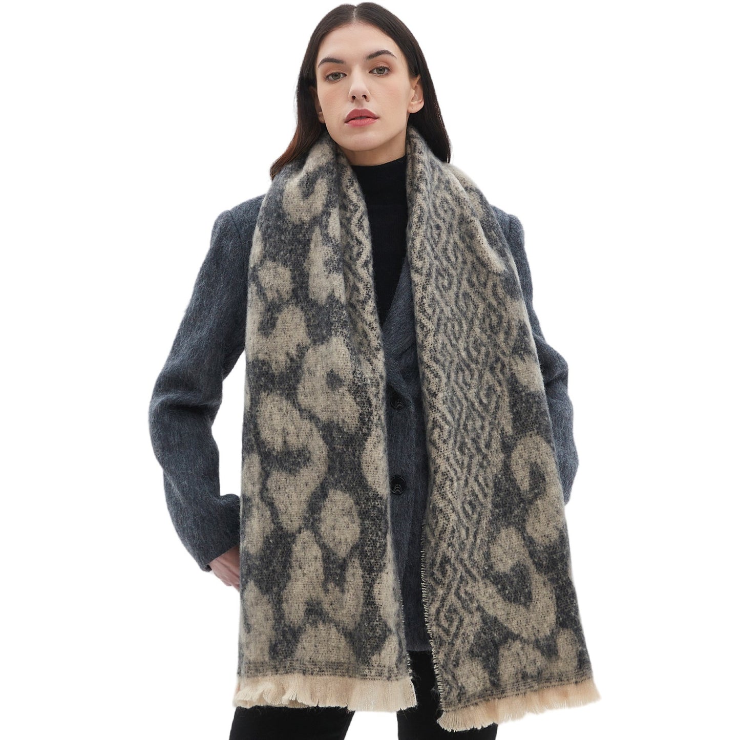 European And American Short Beard Large Leopard-print Scarf Shawl