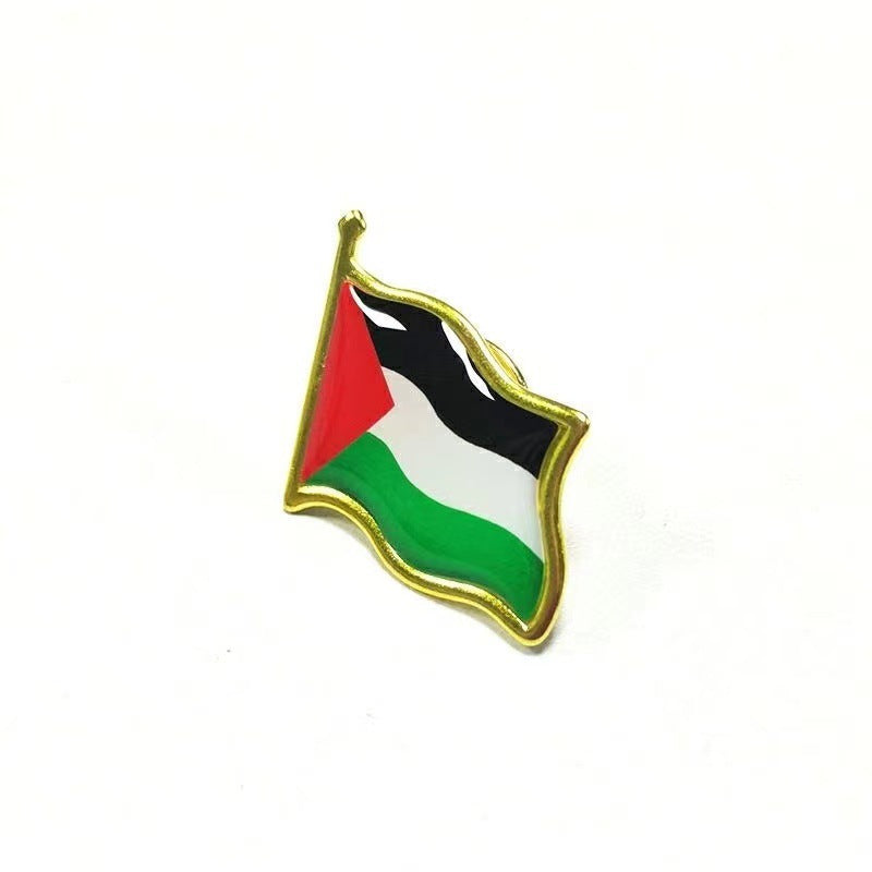 Broche con forma de mariposa tridimensional de epoxi con la bandera de Palestina