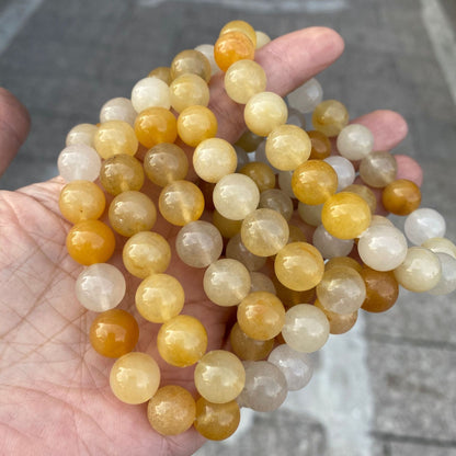 Natural Yellow Dragon Jade Stone Bead Bracelet