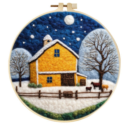 Wool Felt Painting With Embroidery Frame Needle Felt Supplies Suitable For Beginners