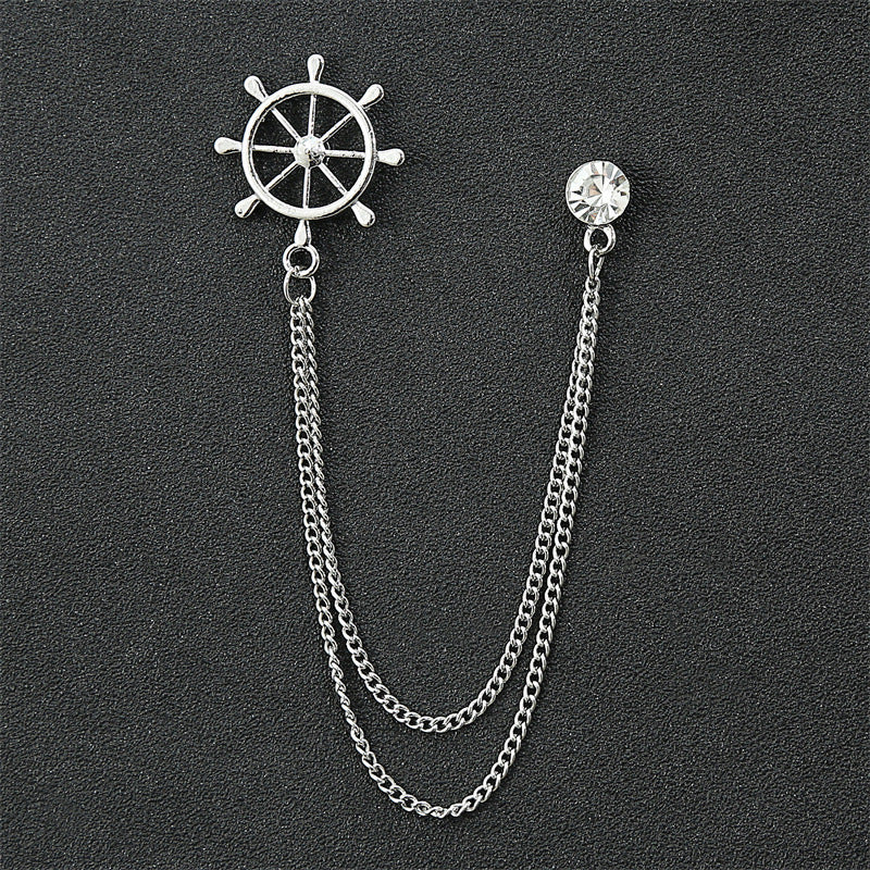 Fashion Simple Men's Chain Rudder Brooch