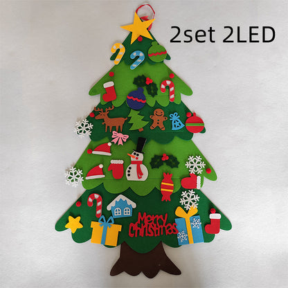 Árbol de Navidad de fieltro para bricolaje, regalo de Año Nuevo para niños pequeños, juguetes hechos a mano, adornos para colgar en la pared de la puerta, juego de decoración para fiestas navideñas y hogar