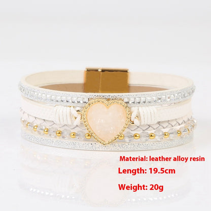 High-grade Leather Hand-woven Heart Bracelet