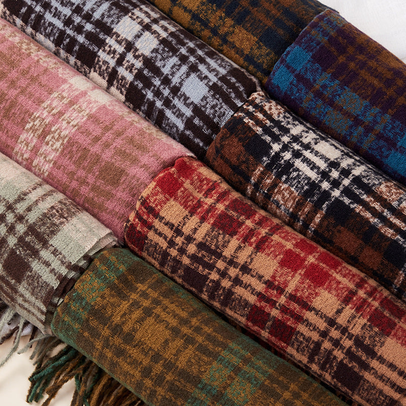 New Complex Plaid Scarf Thickened Autumn And Winter Soft Scarf