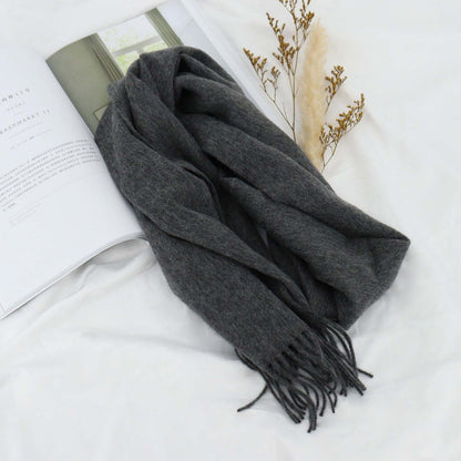 Solid Color High-grade Versatile Winter Thickened Wool Scarf For Women