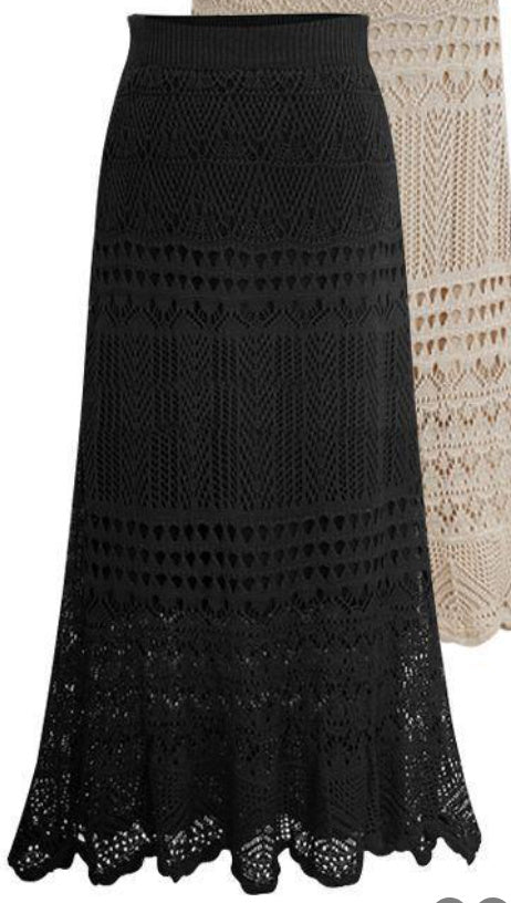 Handmade Hook Lace Cutout Long Fishtail Skirt