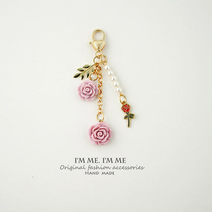 Fashion Camellia Alloy Door Latch Car Key Ring