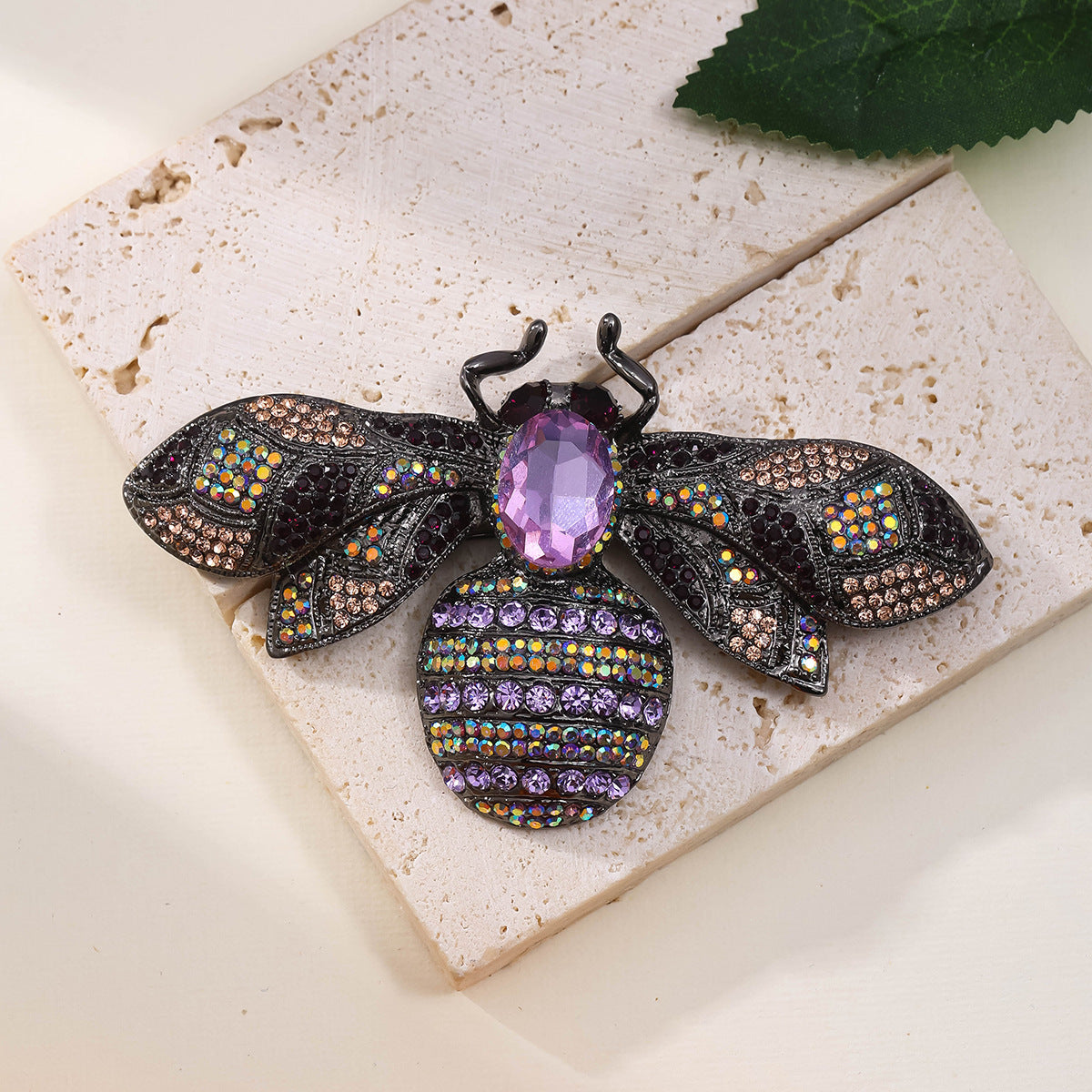 Broche de abeja de cristal con joyas de estilo antiguo para hombres y mujeres, estilo retro de dopamina