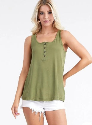 Ninexis Square Neck Half Button Tank