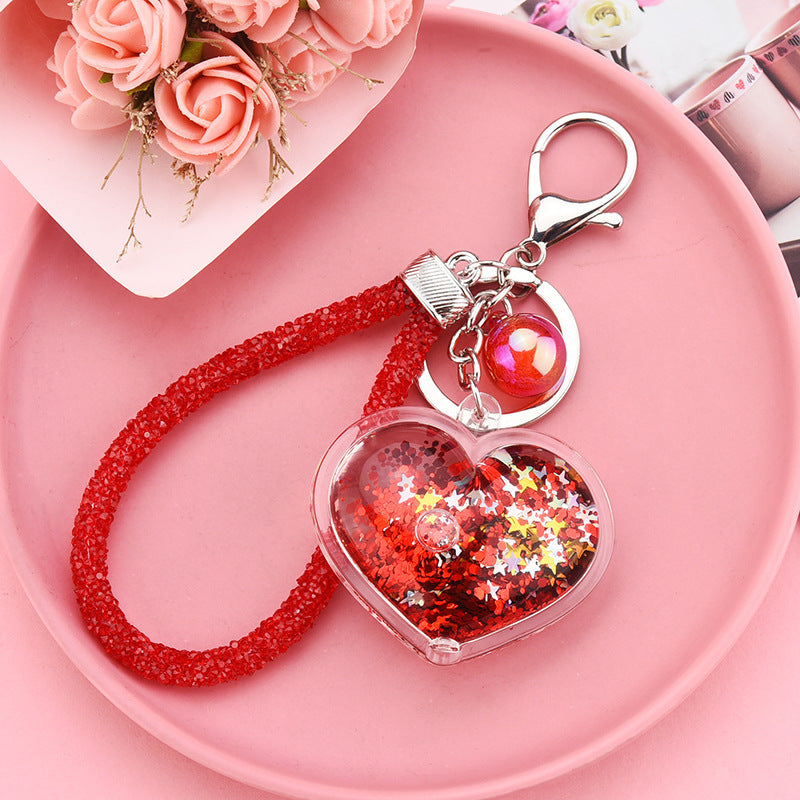 Acrylic Oil-filled Creative Heart Keychain Pendant